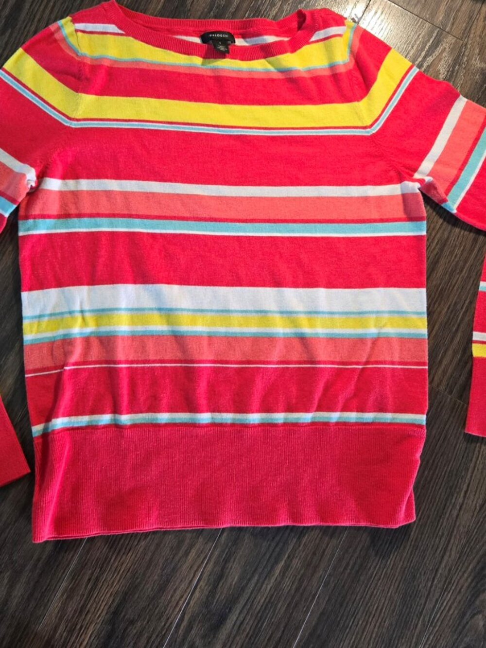 HALOGEN Pima Cotton & Viscose Lightweight Striped Sweater SIZE 1 (S)